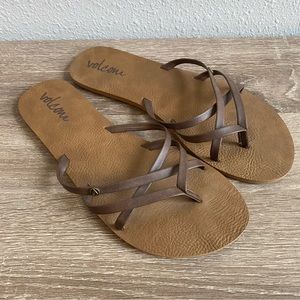 Volcom brown flip flops - size 8